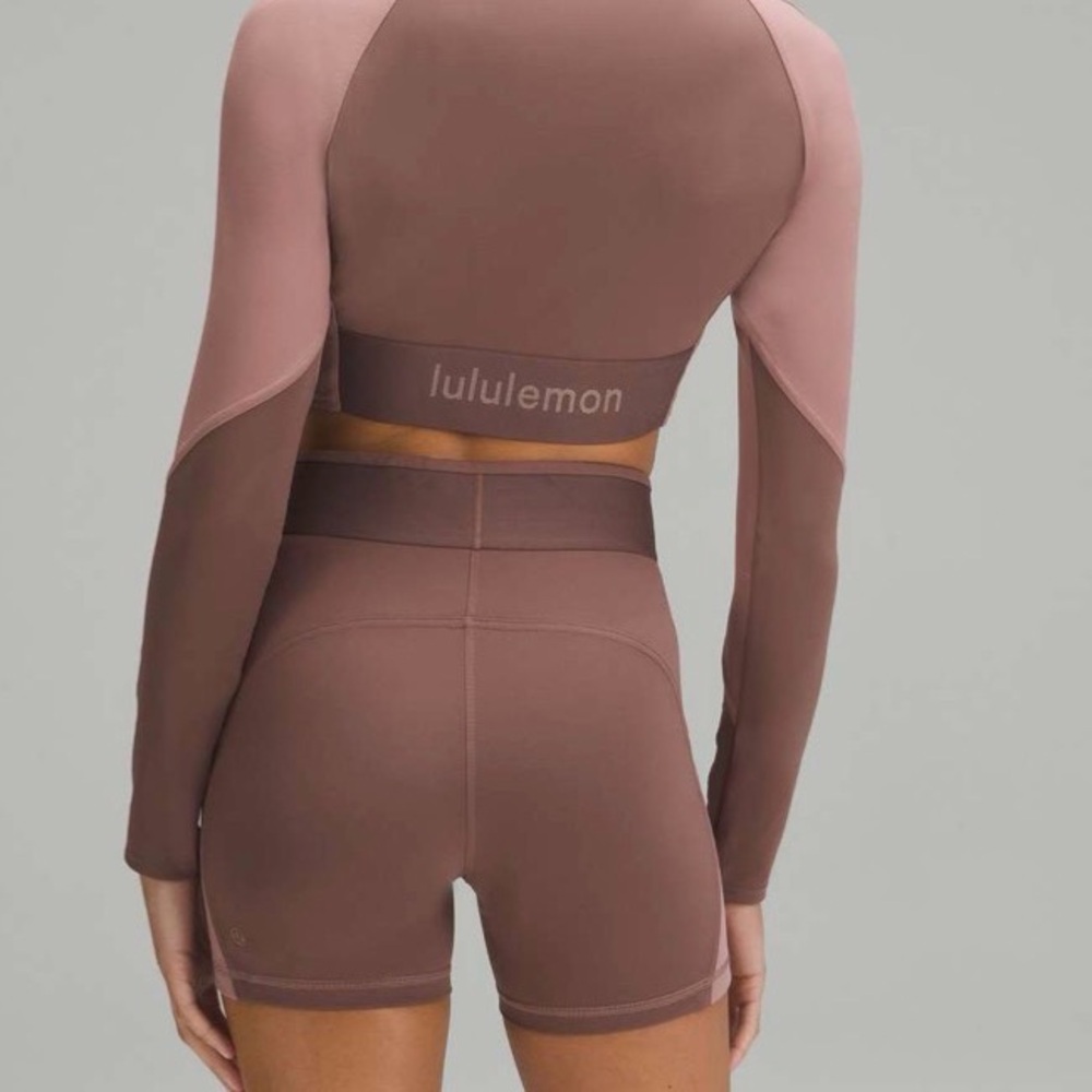 Lululemon Logo Long Sleeve Crop Top and Leggings Set